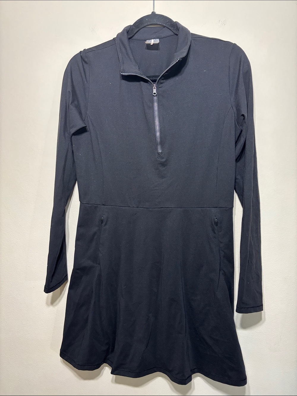 CALIA by Carrie Underwood Black Long-Sleeve Half-Zip Skater Dress